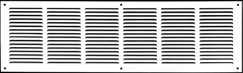 Photo 1 of Air Flow Decor 30" x 6" Steel Return Air Grille | HVAC Vent Cover Grill for Wall, Sidewall and Ceiling | Air Return Vent Covers, White (Screws Included) | Outside Dimensions: 31.75"W x 7.75"H - ITEM SEEMS WARPED - 