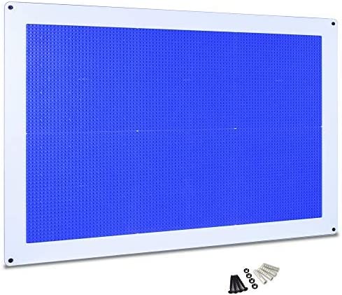 Photo 1 of Creative QT - Large Play-Up Building Brick Play Wall Panel, 24”x34” - Pre-Assembled Makerspace Furniture - Compatible with All Major Brands of Building Bricks - Vertical Building Surface - Blue - CORNER IS DAMAGED - MISSING HARDWARE -