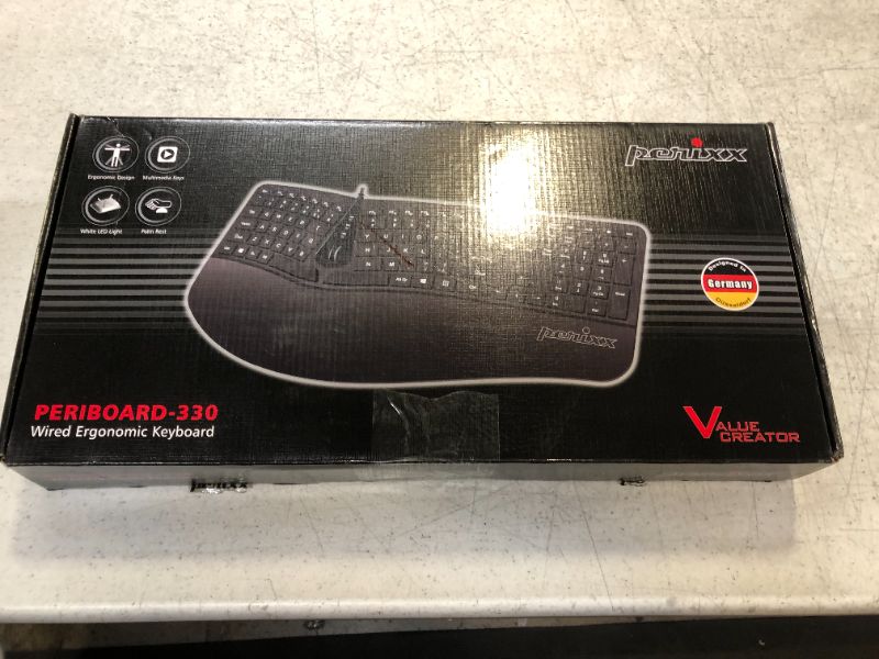 Photo 6 of Perixx PERIBOARD-330B, Wired Ergonomic Keyboard with Adjustable Wrist Rest, Illuminated Keys, and Membrane Low Profile Keys, 2 Extra USB Ports, US English Layout