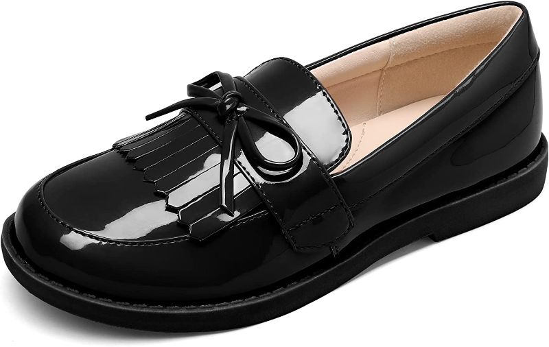 Photo 1 of DREAM PAIRS Girls Patent Leather Loafers School Uniform Dress Shoes Tassel Bow Flats - SIZE 11 LITTLE KID - OPEN BOX -