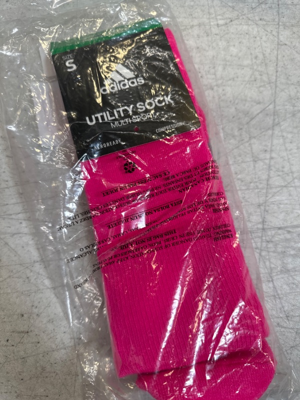 Photo 2 of adidas unisex-adult Utility All Sport Socks (1-pair) Small Team Shock Pink/Light Onix Grey/Black --