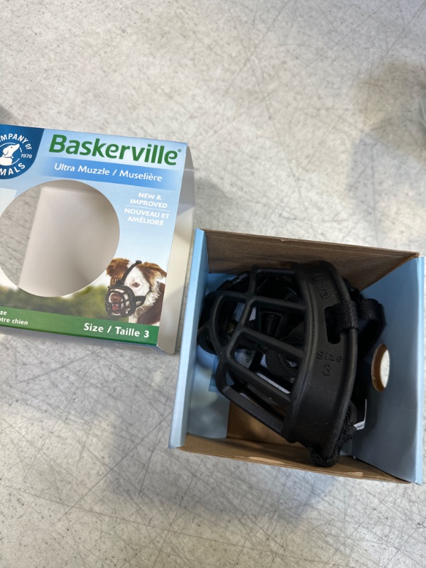 Photo 2 of BASKERVILLE Ultra Dog Muzzle- Black Size 3, Perfect for Medium Dogs, Prevents Chewing and Biting, Basket allows Panting and Drinking-Comfortable, Humane, Adjustable, Lightweight, Durable 3 - Border Collie Black