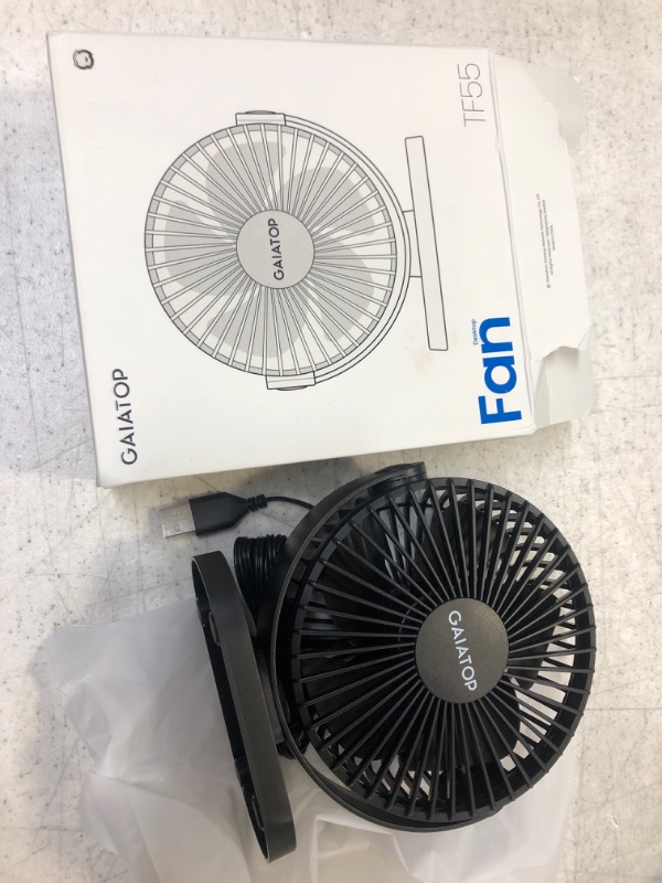 Photo 1 of GAIATOP USB Desk Fan, 3 Speeds Powerful Portable Fan, 5.1 Inch Quiet Cooling Mini Fan, 90° Rotate Small Table Fan with 5ft Cable Personal Fan for Desktop Home Office Travel Black