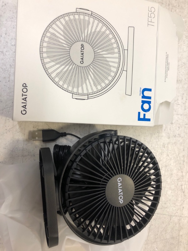 Photo 1 of GAIATOP USB Desk Fan, 3 Speeds Powerful Portable Fan, 5.1 Inch Quiet Cooling Mini Fan, 90° Rotate Small Table Fan with 5ft Cable Personal Fan for Desktop Home Office Travel Black