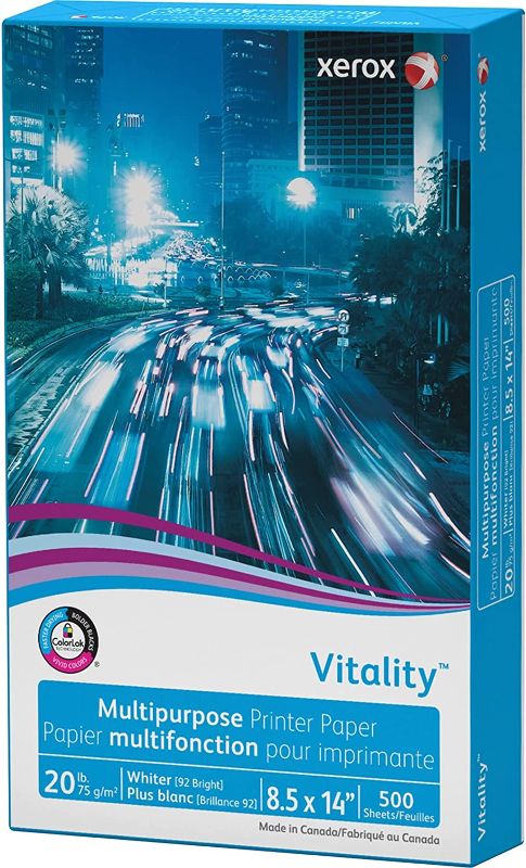 Photo 1 of Xerox 3R02051 Vitality Multipurpose Printer Paper, 8 1/2 x 14, White, 500 Sheets/RM