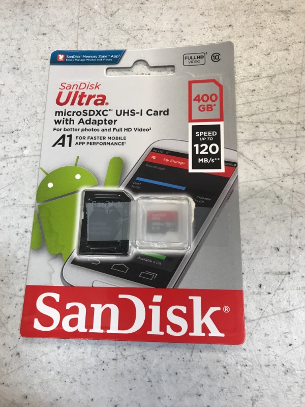 Photo 2 of SanDisk 400GB Ultra microSDXC UHS-I Memory Card with Adapter & 128GB Ultra microSDXC UHS-I Memory Card with Adapter - 120MB/s, C10, U1, Full HD, A1, Micro SD Card - SDSQUA4-128G-GN6MA