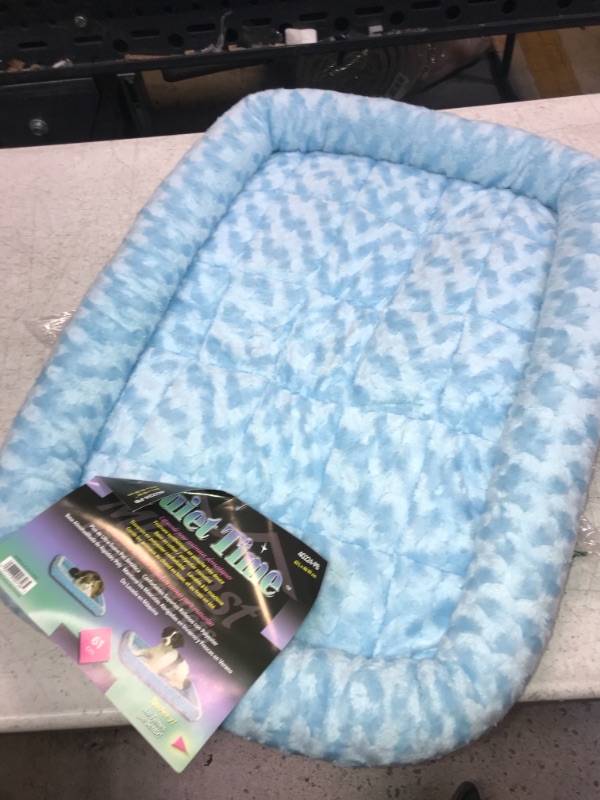 Photo 2 of 24L-Inch Blue Dog Bed or Cat Bed w/Comfortable Bolster | Ideal for Small Dog Breeds & Fits a 24-Inch Dog Crate | Easy Maintenance Machine Wash & Dry | 1-Year Warranty Powder Blue 24-Inch