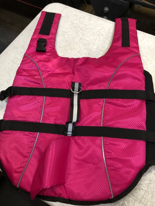 Photo 2 of AOFITEE Dog Life Jacket Ripstop Dog Life Vest, Reflective Dog Safety Vest for Boating Swimming, Dog Shark Life Jackets Dog Lifesaver with Rescue Handle for Small Medium Dogs (Pink XL) X-Large Rose Red