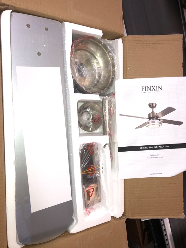 Photo 3 of 2  COUNT ......Indoor Ceiling Fan Light Fixtures - FINXIN Remote LED 52 Brushed Nickel Ceiling Fans For Bedroom,Living Room,Dining Room Including Motor,Remote Switch (4-Blades)