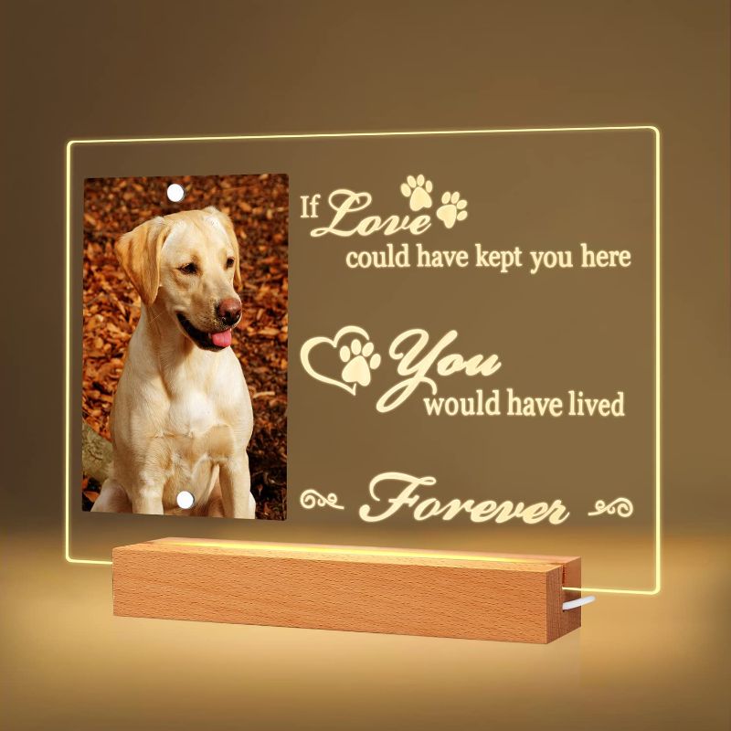 Photo 1 of BAMTALK Personalized Pet Memorial Gifts, Night Lights Picture Frame for Dog or Cat, Dog Cat Memorial Gifts, Pet Loss Gifts, Loss of Dog Sympathy Gift, Dog Bereavement Gifts, Dog Remembrance Gift