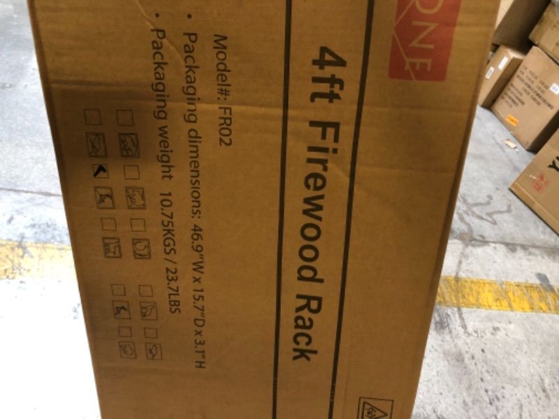 Photo 1 of Mr IRONSTONE 4ft Firewood Rack, Outdoor Wood Rack for Firewood Storage Racks, with Carving Elk Pattern and Iron Grid for Hold Logs of Various Sizes, Heavy Duty Log Storage Bin Indoor for Fireplace 4 FT Deer Pattern