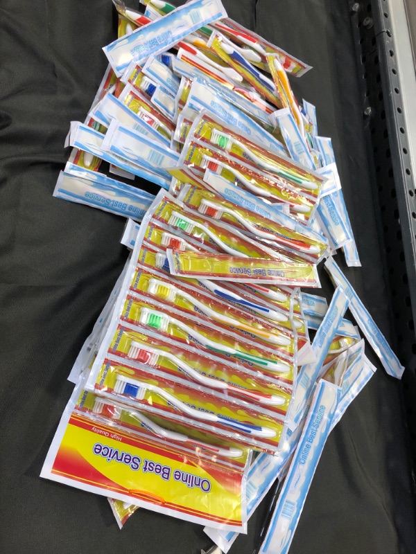 Photo 2 of 100 Pack Toothbrush Standard Classic Medium Soft Toothbrush Bulk Individually Wrapped