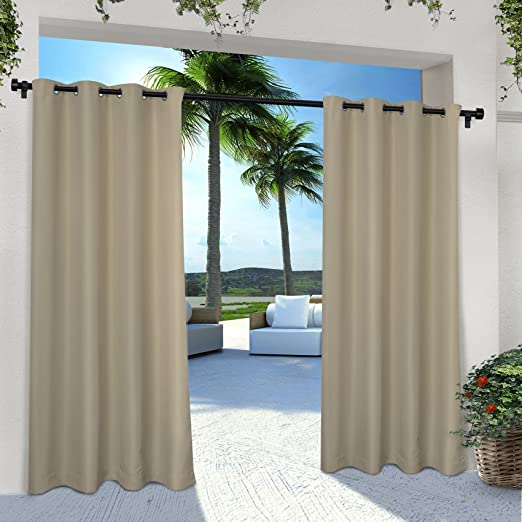 Photo 1 of - Grommet Thermal Insulated Drapes Window Treatment Curtains for Bedroom, 2 Panels, 46 X106  Beige