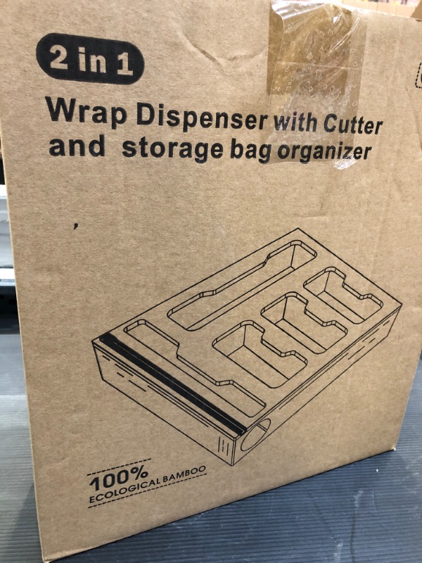 Photo 2 of 2 IN 1 WRAP DISPENSER WITH CUTTER AND STORAGE BAG ORGANIZER