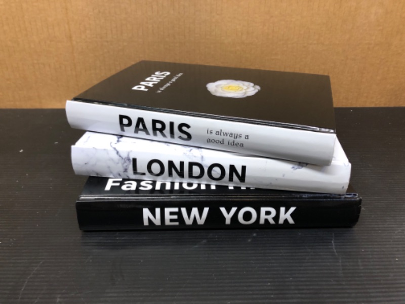 Photo 1 of 3 Pieces Fashion Decorative Book,Hardcover Modern Decorative Book Stack,Fashion Design Book Set,Display Books for Coffee Tables/Shelves(Paris/New York/London)