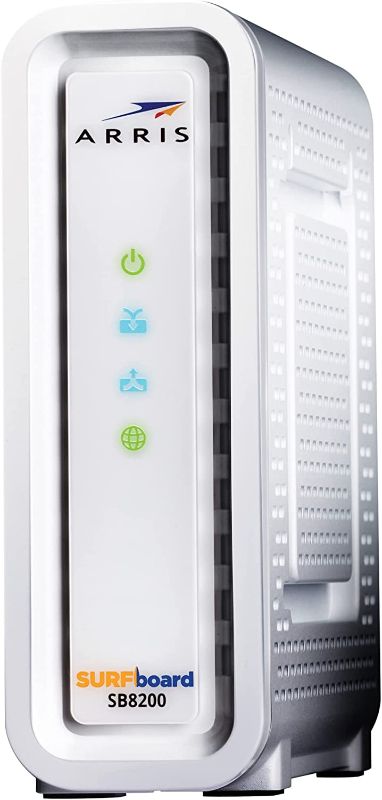 Photo 1 of ARRIS SURFboard SB8200 DOCSIS 3.1 Cable Modem | Approved for Comcast Xfinity, Cox, Charter Spectrum, & more | Two 1 Gbps Ports | 1 Gbps Max Internet Speeds | 4 OFDM Channels | 2 Year Warranty SB8200 Gigabit Modem