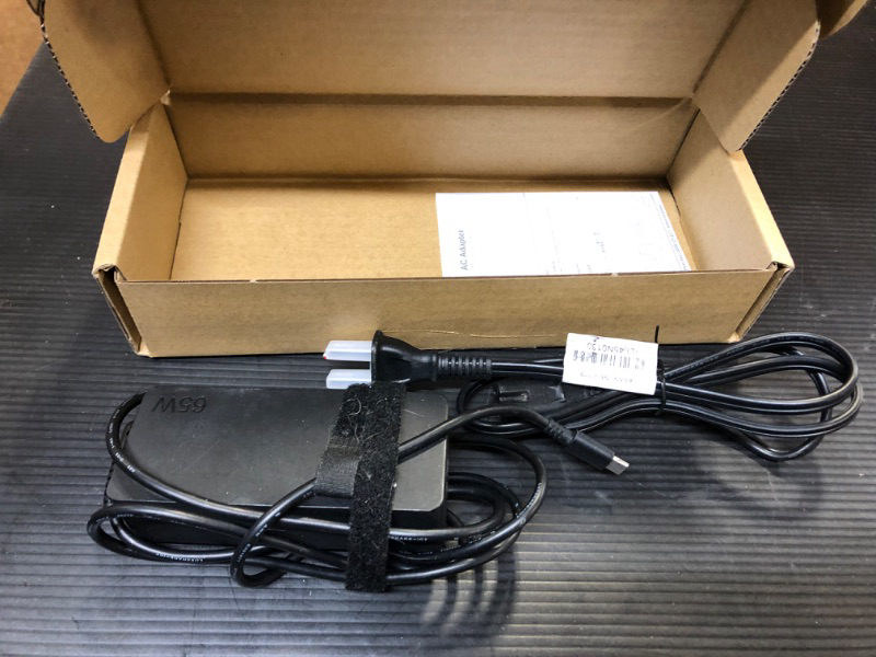 Photo 3 of Lenovo 65w USB Type C Ac Adapter 4X20M26268 With 2 Prong Power Cord Included, Black In The Original Retail Packaging.