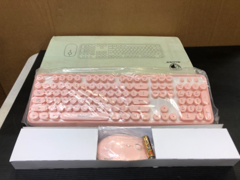 Photo 2 of SADES V2020 Wireless Keyboard and Mouse Combo,Pink Wireless Keyboard with Round Keycaps,2.4GHz Dropout-Free Connection,Long Battery Life,Cute Wireless Moues for PC/Laptop/Mac(Pink) white pink
