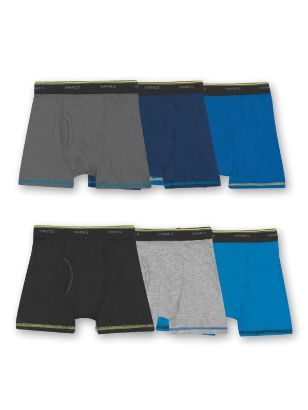 Photo 1 of COLORS SLIGHTLY DIFFER FROM STOCK PIC.....Hanes Boys Underwear 6 Pack Cool Comfort Tagless Boxer Briefs SIZE MEDIUM 