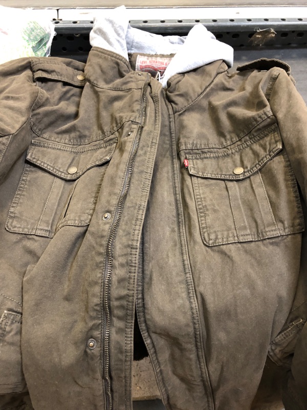 Photo 1 of Levi's Men's Washed Cotton Hooded Military Jacket Big & Tall XX-Large Tall Dark Brown