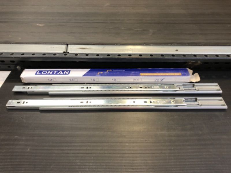 Photo 1 of 1 Pair Heavy Duty Drawer Slides 22 inch Soft Close Ball Bearing Drawer Slides - LONTAN 4502S3-22 Drawer Rails Heavy Duty 100 LB Capacity Full Extension Drawer Slides