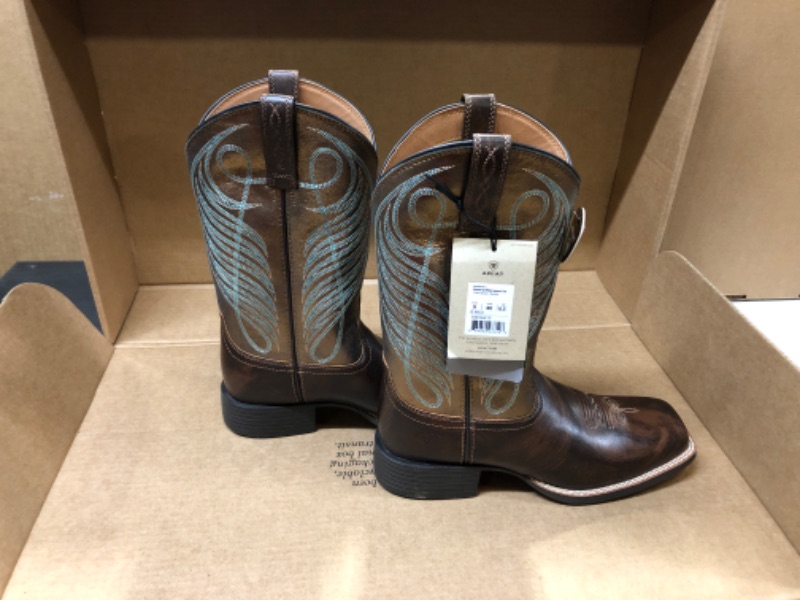 Photo 2 of Ariat Women's Round Up Wide Square Toe Western Cowboy Boot 9 Yukon Brown/Bronze