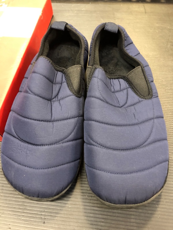 Photo 2 of DREAM PAIRS Men's Water-resistant Winter Warm Slippers, Slip-on Indoor Outdoor Machine Washable House Shoes 11 Dark/Blue