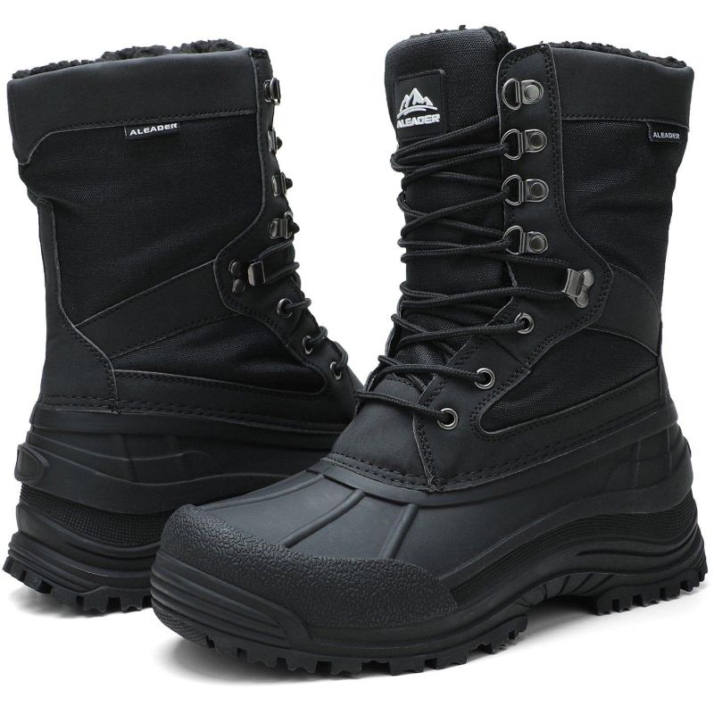 Photo 1 of Aleader Men’s Lace up Insulated Waterproof Winter Snow Boots - Black/Pu  SIZE 10