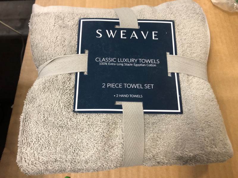 Photo 1 of 100% Egyptian Cotton Hand Towels Set 19" x 35" - Pack of 2, 