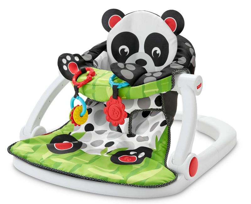 Photo 1 of Fisher-Price Portable Baby Chair, Sit-Me-Up Floor Seat with Removable Toys Plus Crinkle & Squeaker Seat Pad, Panda Paws
