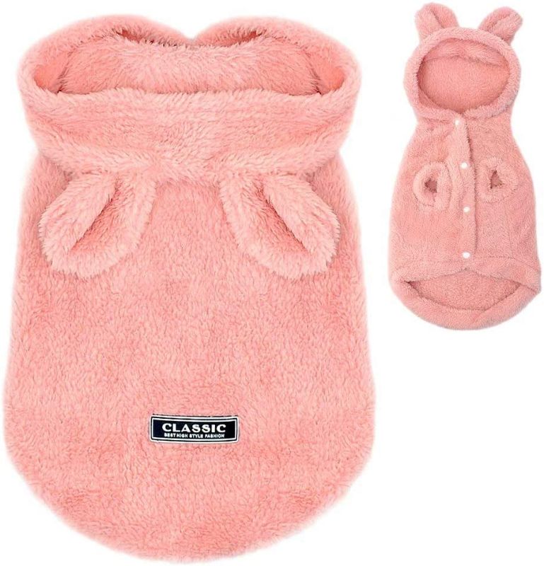 Photo 1 of PET ARTIST Winter Warm Small Dog Pajamas Coats for Puppy,Cute Rabbit Design Pet PJS Jumpsuit,Soft Fleece Hoodie Clothes for Chihuahua Yorkie Poodles -- PINK, SMALL
