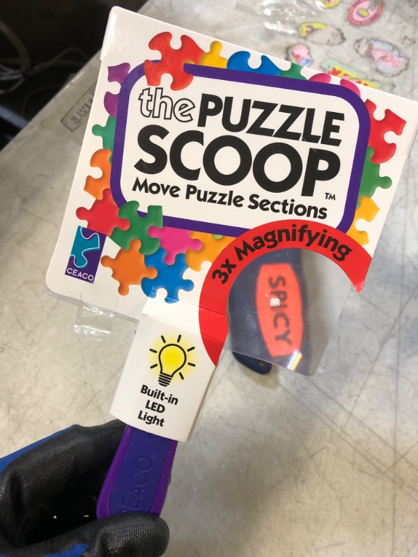 Photo 2 of Ceaco - The Puzzle Scoop – A Lifting, Moving, Illuminating, and Magnifying Puzzle Accessory for All Puzzlers -- PACKAGING DAMAGED, ITEM DIRTY