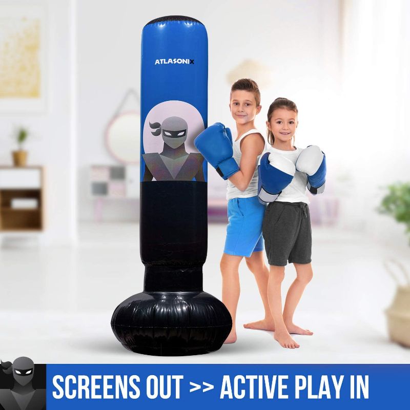 Photo 1 of Blue ninja Punching Bag for Kids 8-12, Inflatable Kids Punching Bag for 3-8 Years, Karate Gifts for Boys, Kids Boxing Bag, Kid Punching Bag, Kickboxing, Taekwondo Ninja Toys 
