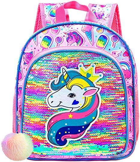 Photo 1 of  Backpack for Girls and Boys, Preschool Bookbag, 12" Cute Cartoon Unicorn School Book Bag