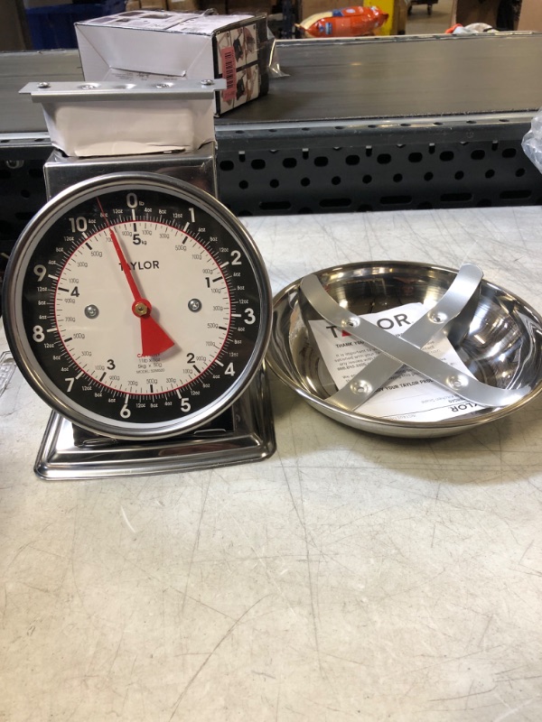 Photo 4 of Taylor Precision Products Mechanical Kitchen Weighing Food Scale Weighs up to 11lbs, Measures in Grams and Ounces, Black and Silver Black and Silver Kitchen Scale