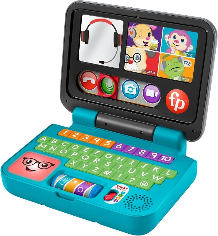 Photo 1 of Fisher-Price Pretend Laptop Learning Toy for Baby and Toddler with Light Music and Smart Stages Educational Content -- MINOR SCRATCHES --
