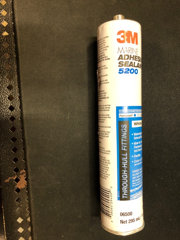 Photo 2 of 3M Marine Adhesive Sealant 5200 Permanent Bonding and Sealing Waterproof Repair PN06500 White 1 Cartridge 10 Fl Oz  -- CONTAINER SLIGHTLY DENTED --
