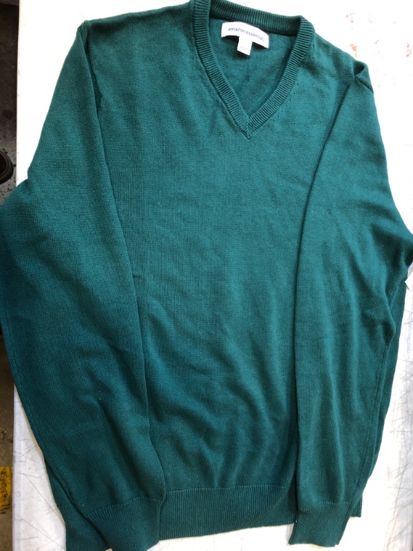 Photo 2 of Amazon Essentials Men's V-Neck Sweater Dark Green (Large)