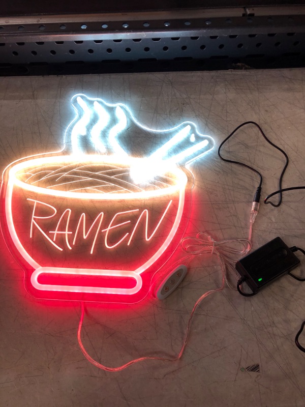 Photo 1 of Red Ramen Neon Sign - IMEGINA 3D Dimmable 12V Japanese Neon Signs for Wall Decor 15.3x14.5 Inch, Bright LED Neon Lights for Restaurant, Window, Shop, Dinning Room
