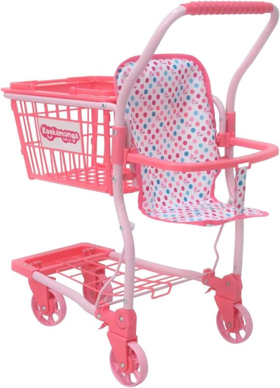 Photo 3 of 
KOOKAMUNGA KIDS 2 in 1 Shopping Cart for Kids - Kids Shopping Cart - Toy Grocery Cart - Toy Shopping Cart w/ Removable Hand Basket & Doll Seat Carrier -...