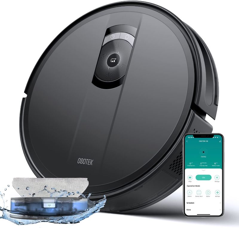 Photo 1 of OSOTEK Robot Vacuum and Mop Combo, 3500Pa Strong Suction WiFi/App/Alexa Control, Self-Charging Robotic Vacuum Cleaner, Smart Gyroscope Navigation, Ideal for Hard Floors Pet Hair Carpets
