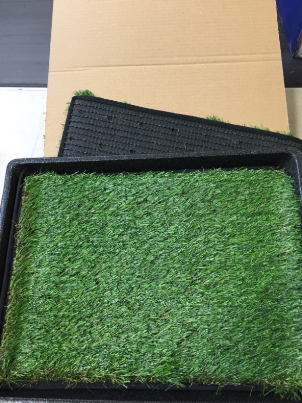 Photo 1 of MEEXPAWS Dog Grass Pee Pads for Dogs with Tray , Small Size 18 by 14 in , 2 Dog Artificial Grass Pads , Indoor Dog Litter Box 2 Grass - Disposable Pad X-Small
