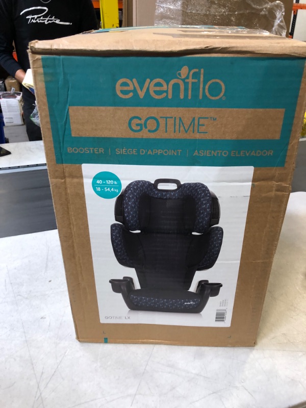 Photo 4 of Evenflo GoTime LX Booster Car Seat (Quincy Blue) High Back Quincy Blue