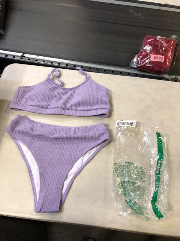 Photo 1 of 2 PIECE BATHING SUIT - LILAC - L