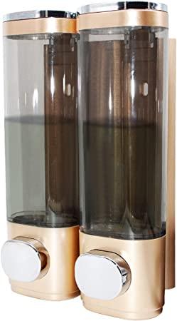 Photo 1 of 2-Chamber Soap Dispensers Wall Mount,400ml Bathroom Shower Pump Dispenser,Press Manually Lotion Shower Soap Dispenser Usefor Home,Bath,Kitchen,Hotels,Restaurants(Champagne)
