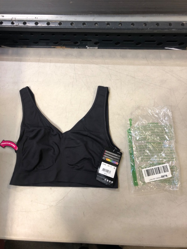 Photo 2 of Bali One Smooth U Wireless Bra, Seamless No-Bulge Shapewear Bra, Pullover Bralette with No-Roll Underband and No-Dig Straps X-Large Black