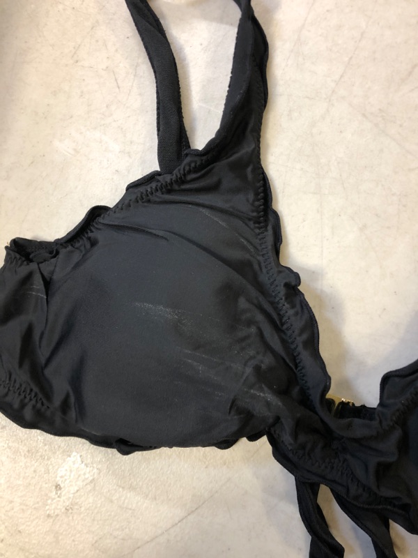 Photo 3 of Hobie Women's Ruffle Bralette Bikini Swimsuit Top X-Large Black//Solids - GET DEODORANT STAIN ON TOP