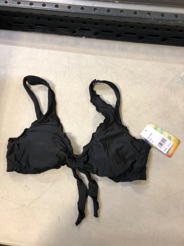 Photo 2 of Hobie Women's Ruffle Bralette Bikini Swimsuit Top X-Large Black//Solids - GET DEODORANT STAIN ON TOP