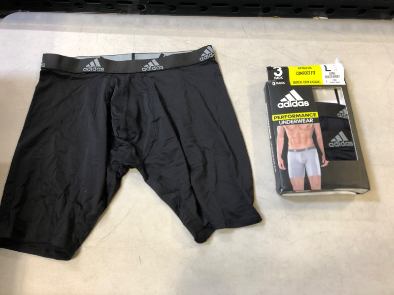 Photo 1 of adidas Men's Performance Long Boxer Brief Underwear (3-Pack) Large Black/Light Onix Grey