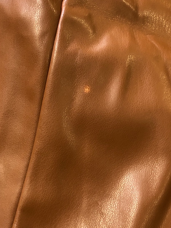 Photo 2 of BROWN LEATHER TUBE DRESS - S - LITTLE STAIN DOT SHOWN IN PICTURE